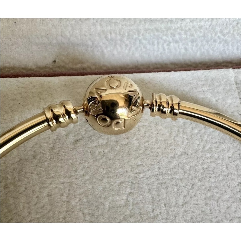 NEW ❗️Authentic Pandora 14K Solid Gold Bangle Bracelet 7.5 Inches - Picture 4 of 5